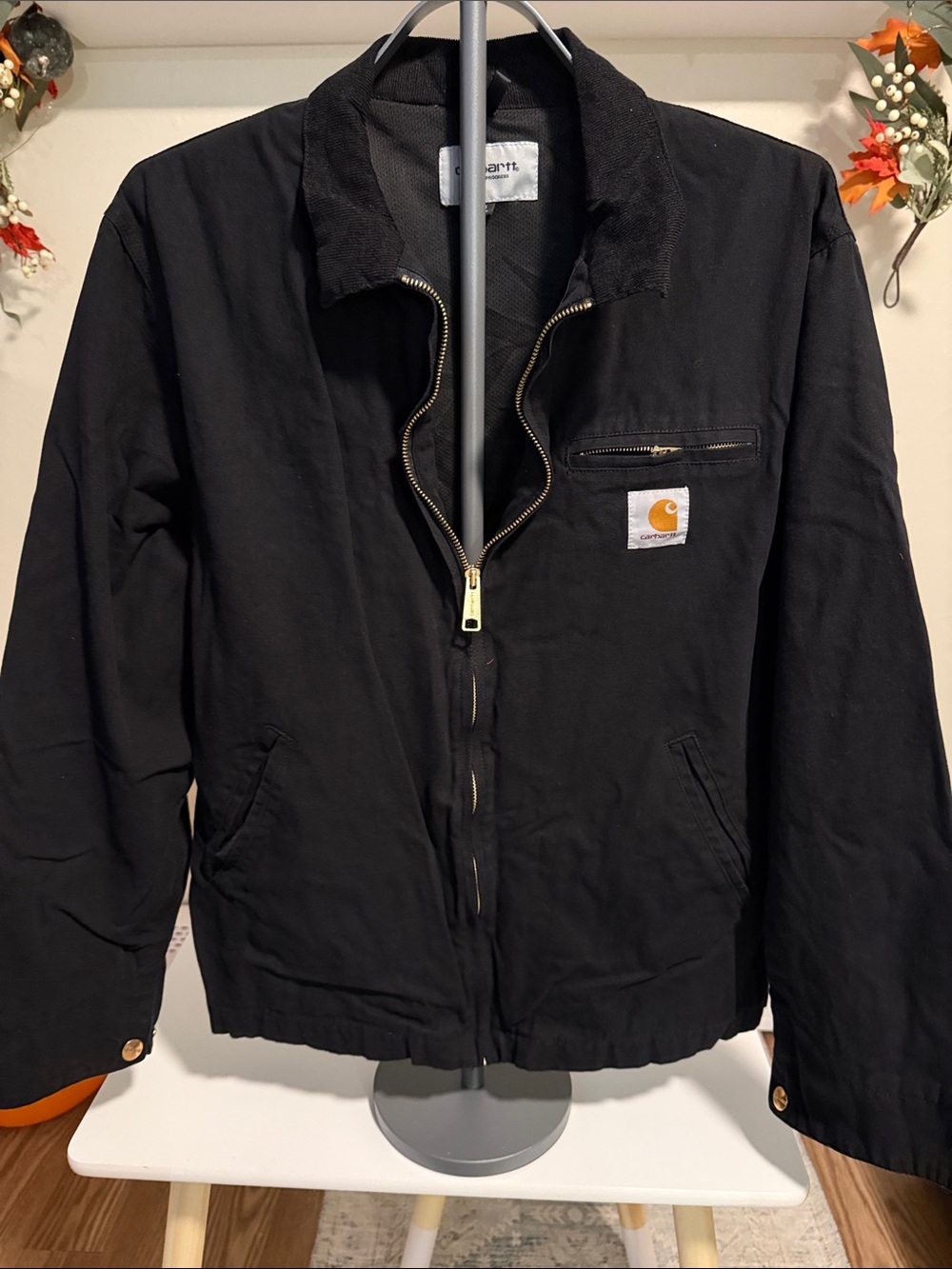 Men's Black Zip-Front Work Jacket
